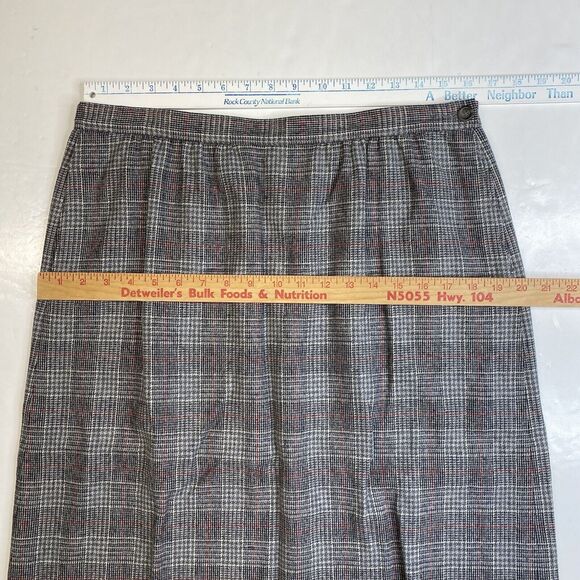 Vintage Pendleton Wool Midi Skirt 16 Gray Glen Plaid Houndstooth See Measurement - Picture 3 of 9